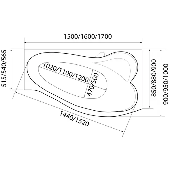Ванна акриловая  1Marka  GRACIA  L/R