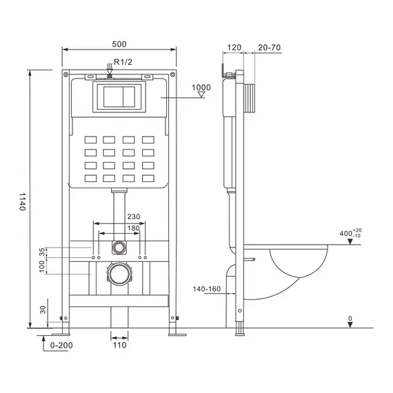 Инсталляция ABBER AC0105 для подвесного унитаза