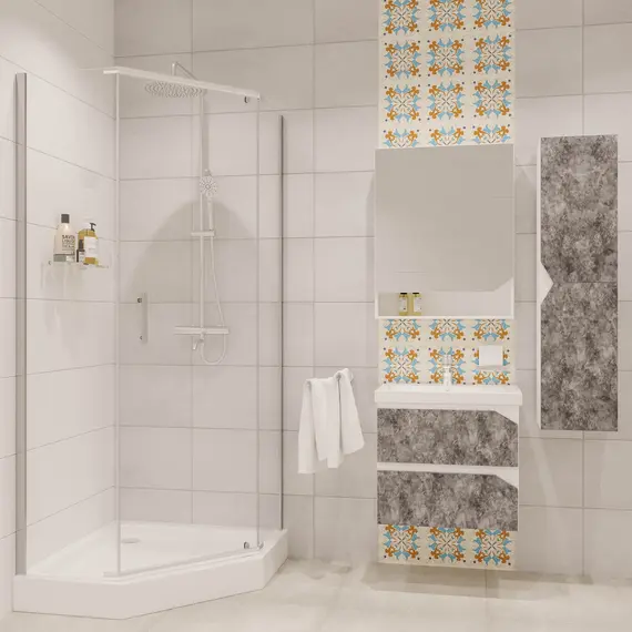 Душевое  ограждение  NG-6605-08  трапеция, дверь распашная, без поддона 90*90