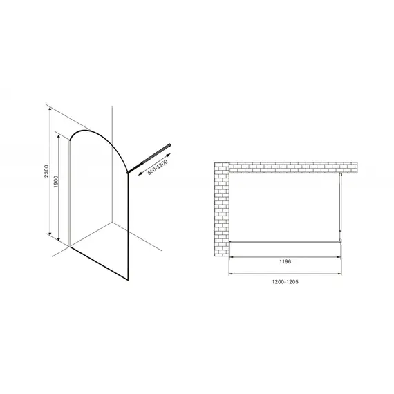 Душевая перегородка ABBER Immer Offen (толщина 6мм)