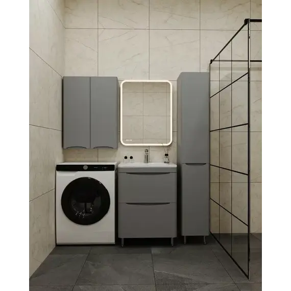 Тумба напольная с раковиной Style Line "Бергамо мини " (2 ящ.) Люкс антискрейтч серый, PLUS