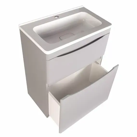 Тумба напольная с раковиной Style Line "Бергамо мини " (2 ящ.) Люкс антискрейтч серый, PLUS