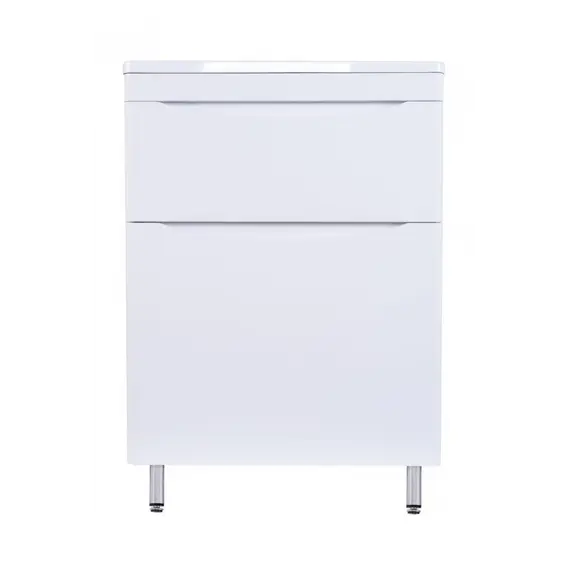 Тумба напольная с раковиной Style Line "Бергамо мини 60" (2 ящ.) Люкс антискрейтч белый, PLUS