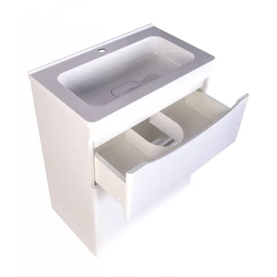 Тумба напольная с раковиной Style Line "Бергамо мини 60" (2 ящ.) Люкс антискрейтч белый, PLUS