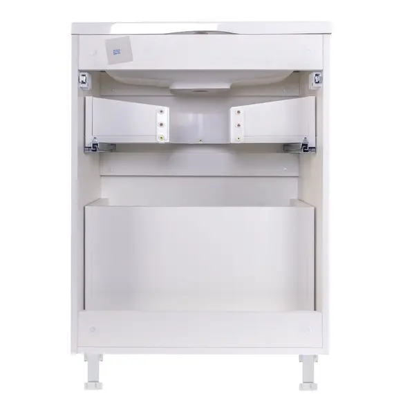 Тумба напольная с раковиной Style Line "Бергамо мини 60" (2 ящ.) Люкс антискрейтч белый, PLUS