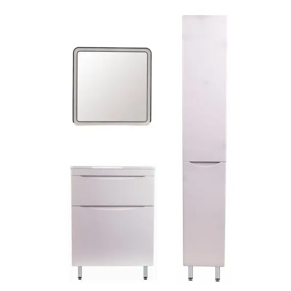 Тумба напольная с раковиной Style Line "Бергамо мини 60" (2 ящ.) Люкс антискрейтч белый, PLUS