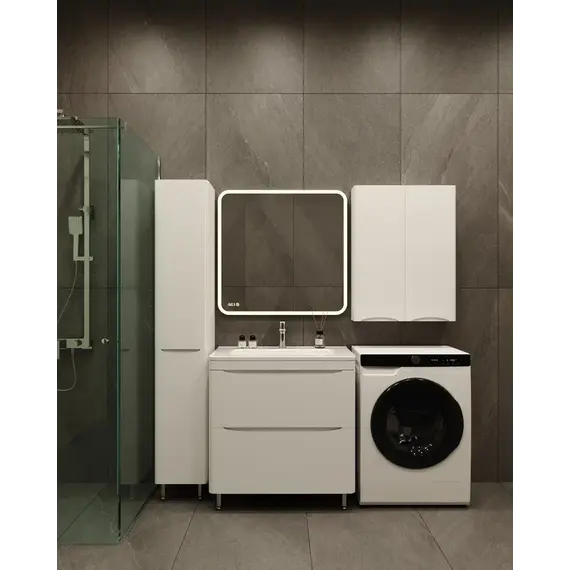 Тумба напольная с раковиной Style Line "Бергамо мини 60" (2 ящ.) Люкс антискрейтч белый, PLUS