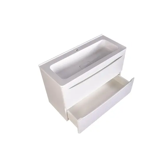 Тумба подвесная с раковиной Style Line "Бергамо мини " (2 ящ.) Люкс антискрейтч белый, PLUS