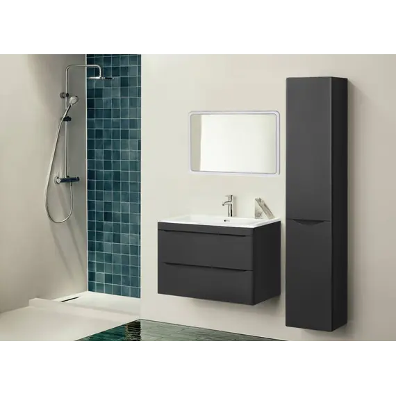 Тумба подвесная с раковиной Style Line "Бергамо мини " (2 ящ.) Люкс антискрейтч черный, PLUS