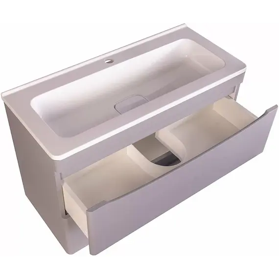 Тумба подвесная с раковиной  Style Line "Бергамо мини" (2 ящ.) Люкс антискрейтч серый, PLUS