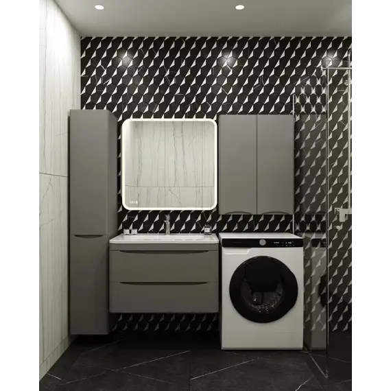 Тумба подвесная с раковиной  Style Line "Бергамо мини" (2 ящ.) Люкс антискрейтч серый, PLUS