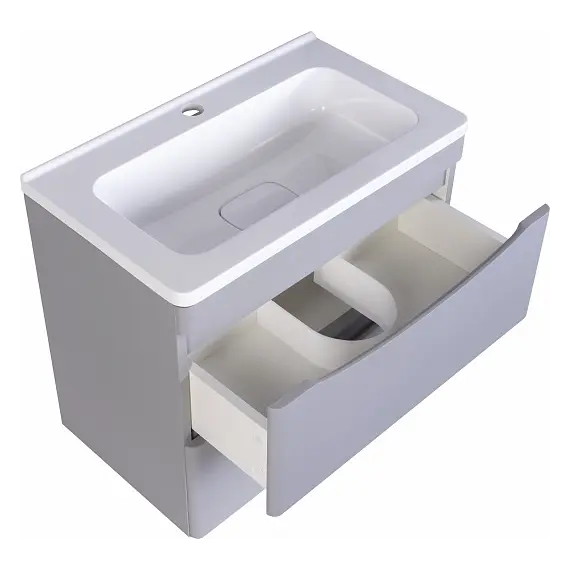 Тумба подвесная с раковиной  Style Line "Бергамо мини" (2 ящ.) Люкс антискрейтч серый, PLUS