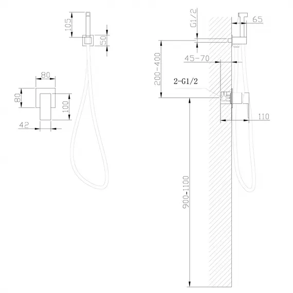 Смеситель ABBER Daheim AF8225B с гигиеническим душем, черный матовый