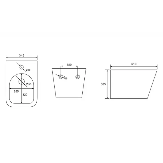Биде ABBER Rechteck AC1250 подвесное белое