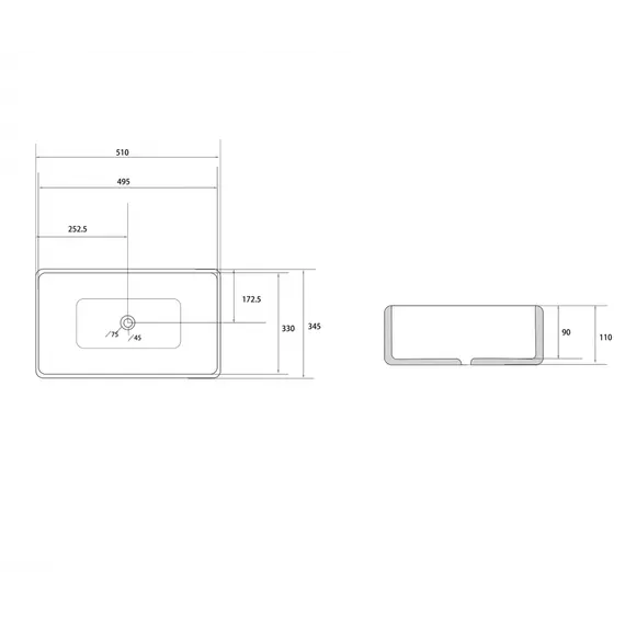 Раковина накладная ABBER Rechteck AC2207 белая