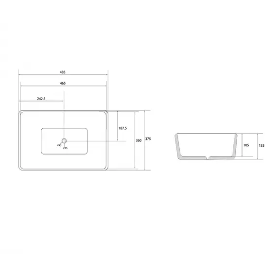 Раковина накладная ABBER Rechteck AC2212 белая