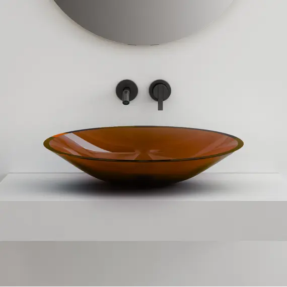 Раковина накладная прозрачная ABBER Kristall AT2812Opal коричневая