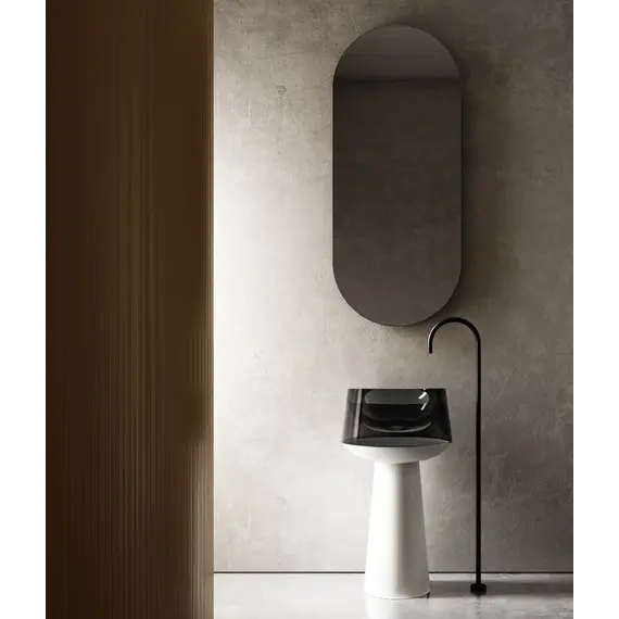 Раковина отдельностоящая прозрачная ABBER Kristall AT2706White-Onyx белый/черный