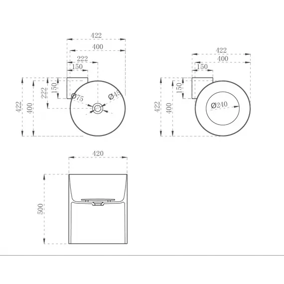 Раковина подвесная прозрачная угловая ABBER Kristall AT2705Opal коричневая