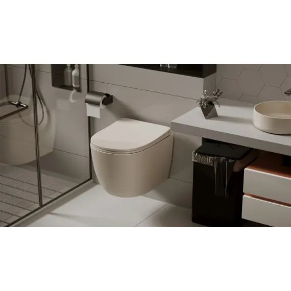 Унитаз ABBER Bequem AC1101MBE подвесной  бежевый матовый, безободковый