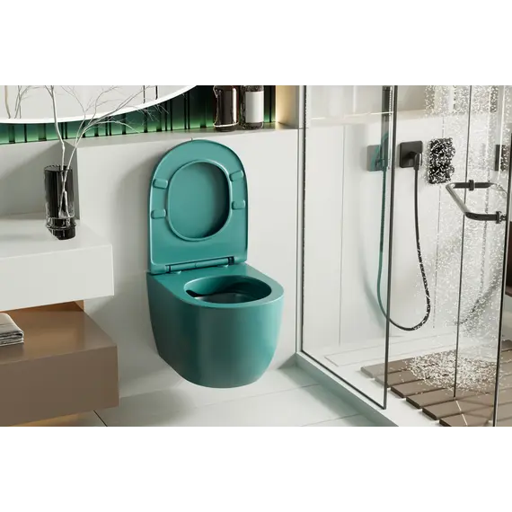 Унитаз ABBER Bequem AC1101MBG подвесной темно-зеленый матовый, безободковый