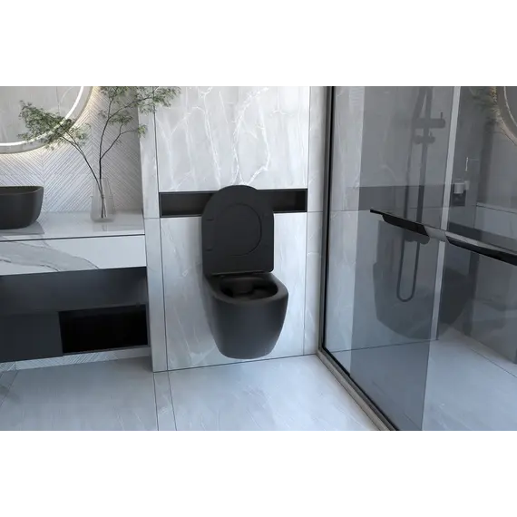 Унитаз ABBER BEQUEM AC1100MB подвесной черный матовый, безободковый
