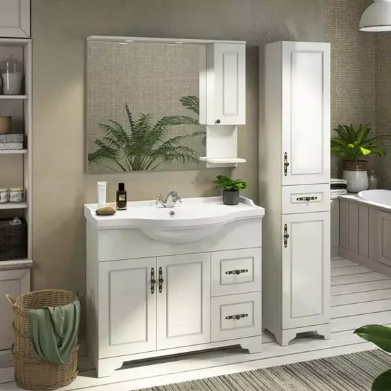 COMFORTY. Зеркало-шкаф "Севилья-100" слоновая кость