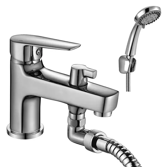 Смеситель на борт ванны с монолитным изливом Rossinka S35-38