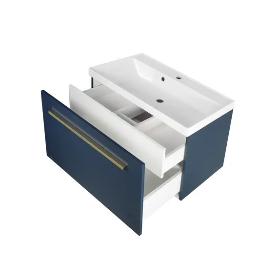 Тумба подвесная ACWEN МИРА 70/80/90 с раковиной Слим , темно-синий матовый
