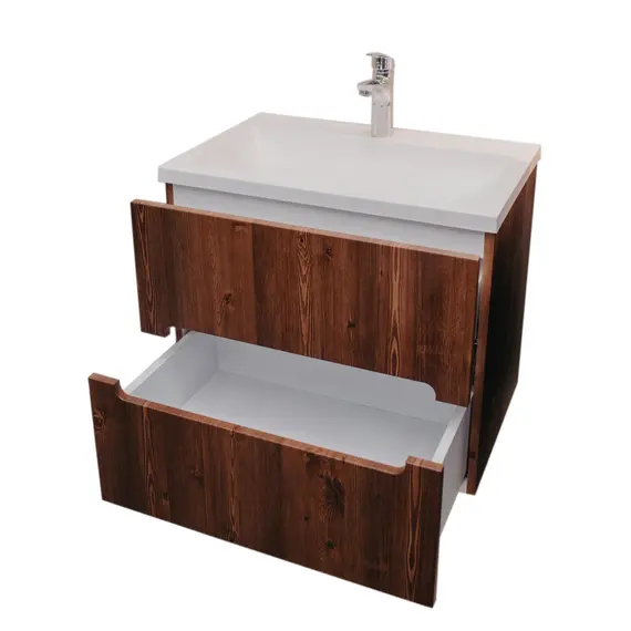 Тумба  подвесная ACWEN TORNO 80  дуб горизонт с раковиной Слим 80