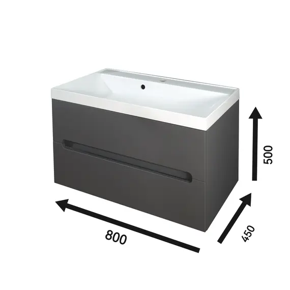 Тумба подвесная  ACWEN TORNO 80  графит, раковиной Слим 80
