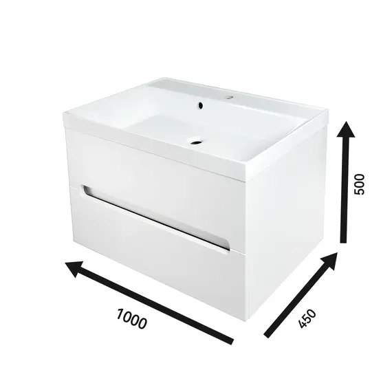 Тумба подвесная ACWEN TORNO  белая матовая с раковиной