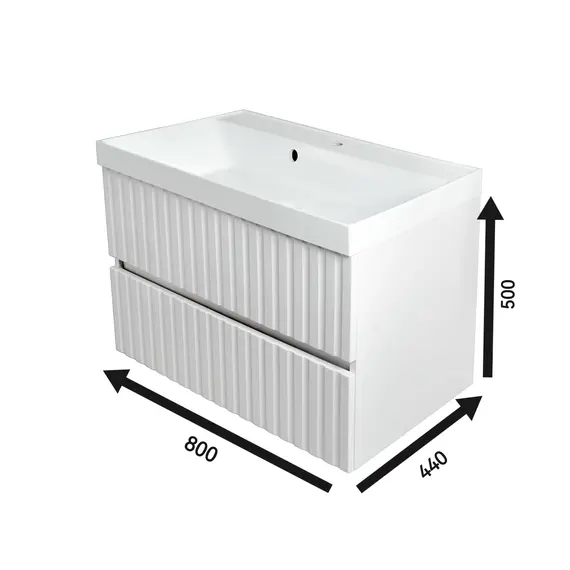 Тумба подвесная ACWEN Элеганс  белый матовый с раковиной