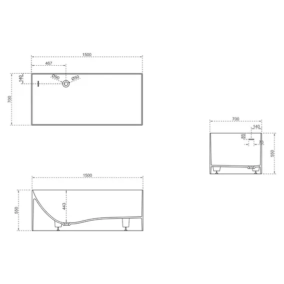 Ванна из искусственного камня ABBER Stein AS9640-1.5 белая матовая