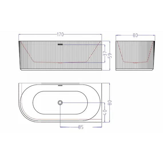 Ванна акриловая Esbano Bagamа  правая 170x80x59