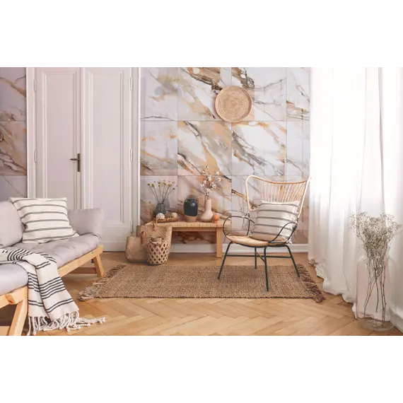 Керамогранит Borghini_GT Белый  карвинг/полированная