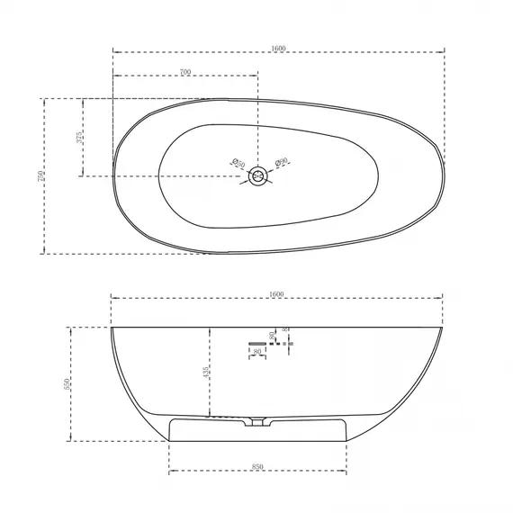 Ванна из искусственного камня ABBER Stein белая матовая