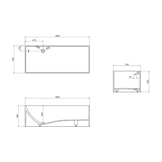 Ванна из искусственного камня ABBER Stein 180х76 белая матовая