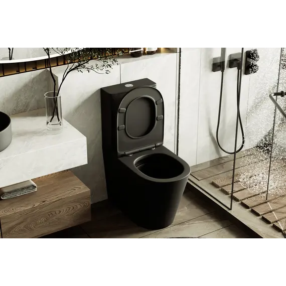 Унитаз ABBER Bequem AC1112TMB компакт черный матовый, безободковый