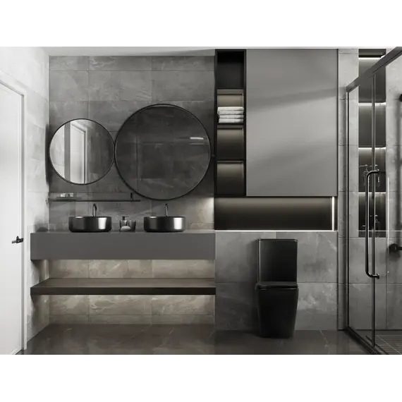 Унитаз ABBER Rechteck AC1210TMB компакт черный матовый, безободковый, смыв торнадо