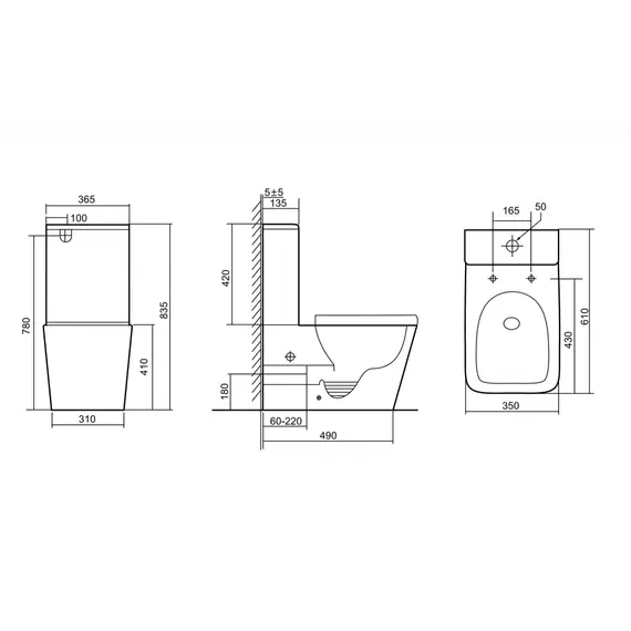 Унитаз ABBER Rechteck AC1210TMB компакт черный матовый, безободковый, смыв торнадо
