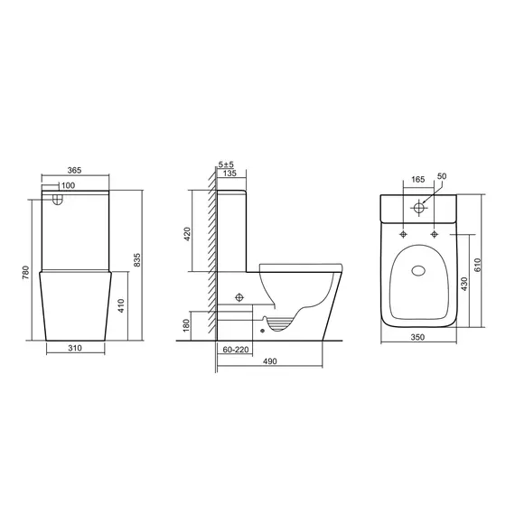 Унитаз ABBER Rechteck AC1210TMW компакт белый матовый, безободковый, смыв торнадо