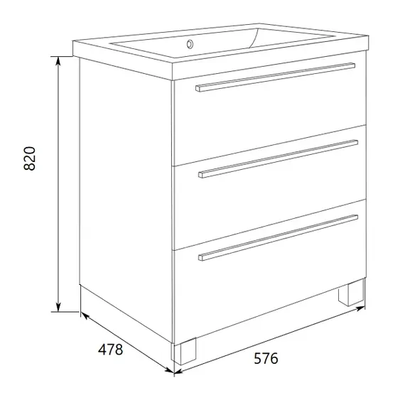 Тумба напольная без  раковины 1Marka Соната 60/75/90