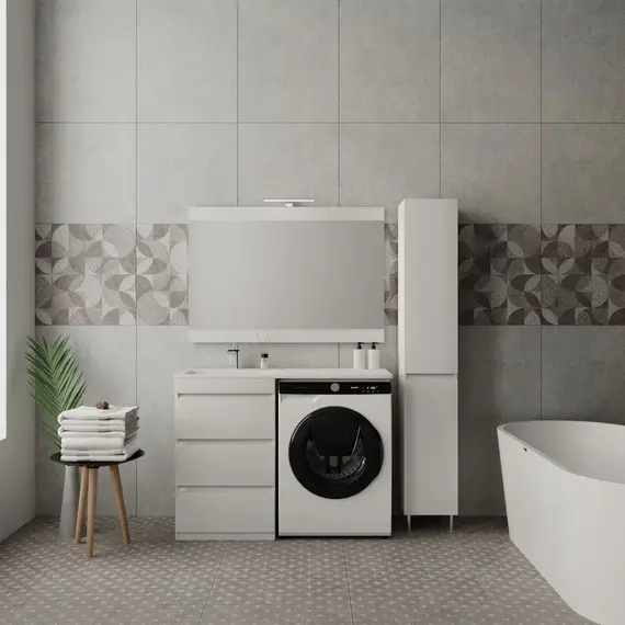 Тумба напольная Style Line "Даллас 110" (3 ящ.) Люкс белая PLUS