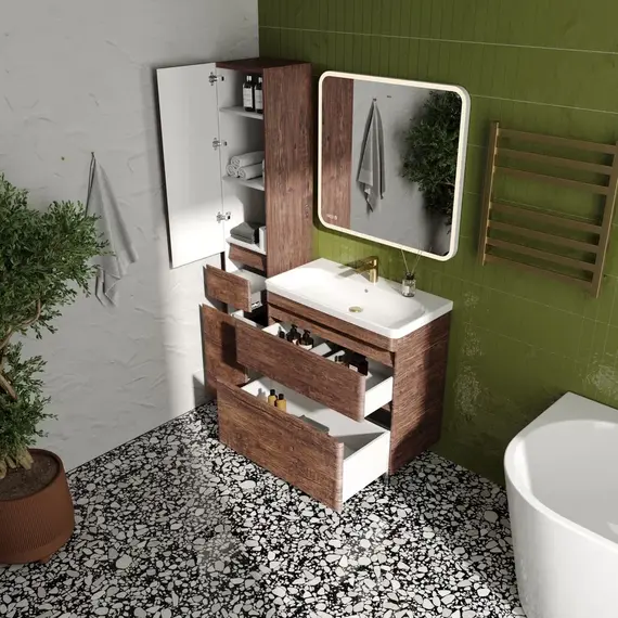 Тумба напольная с раковиной Style Line Атлантика , старое дерево