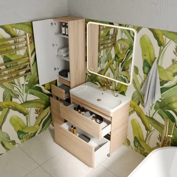 Тумба напольная с раковиной Style Line Атлантика, ясень перламутр