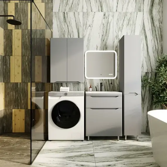 Тумба напольная с раковиной "Марелла " (2 ящ.) Люкс антискрейтч серый, PLUS