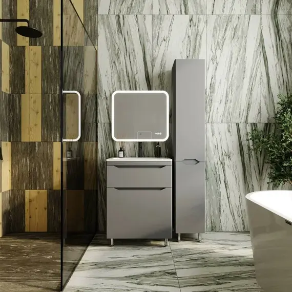 Тумба напольная с раковиной "Марелла " (2 ящ.) Люкс антискрейтч серый, PLUS