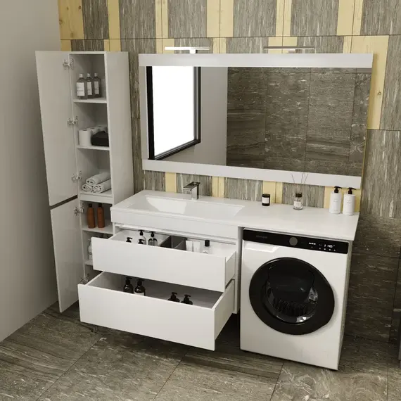 Тумба подвесная Style Line с раковиной  Даллас Люкс белая, PLUS