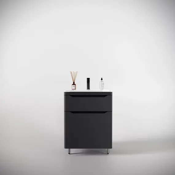 Тумба напольная с раковиной "Марелла " (2 ящ.) Люкс антискрейтч серый, PLUS